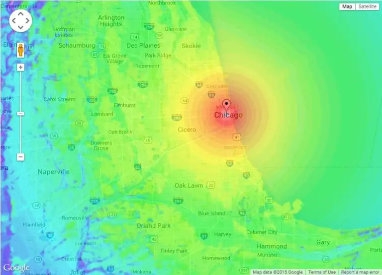 Chicago TV signal map