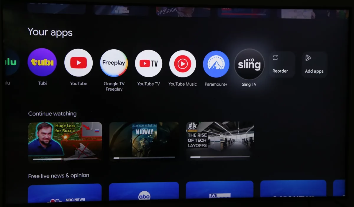 Screenshot of Onn Google TV 4K Streaming Device showing selected app