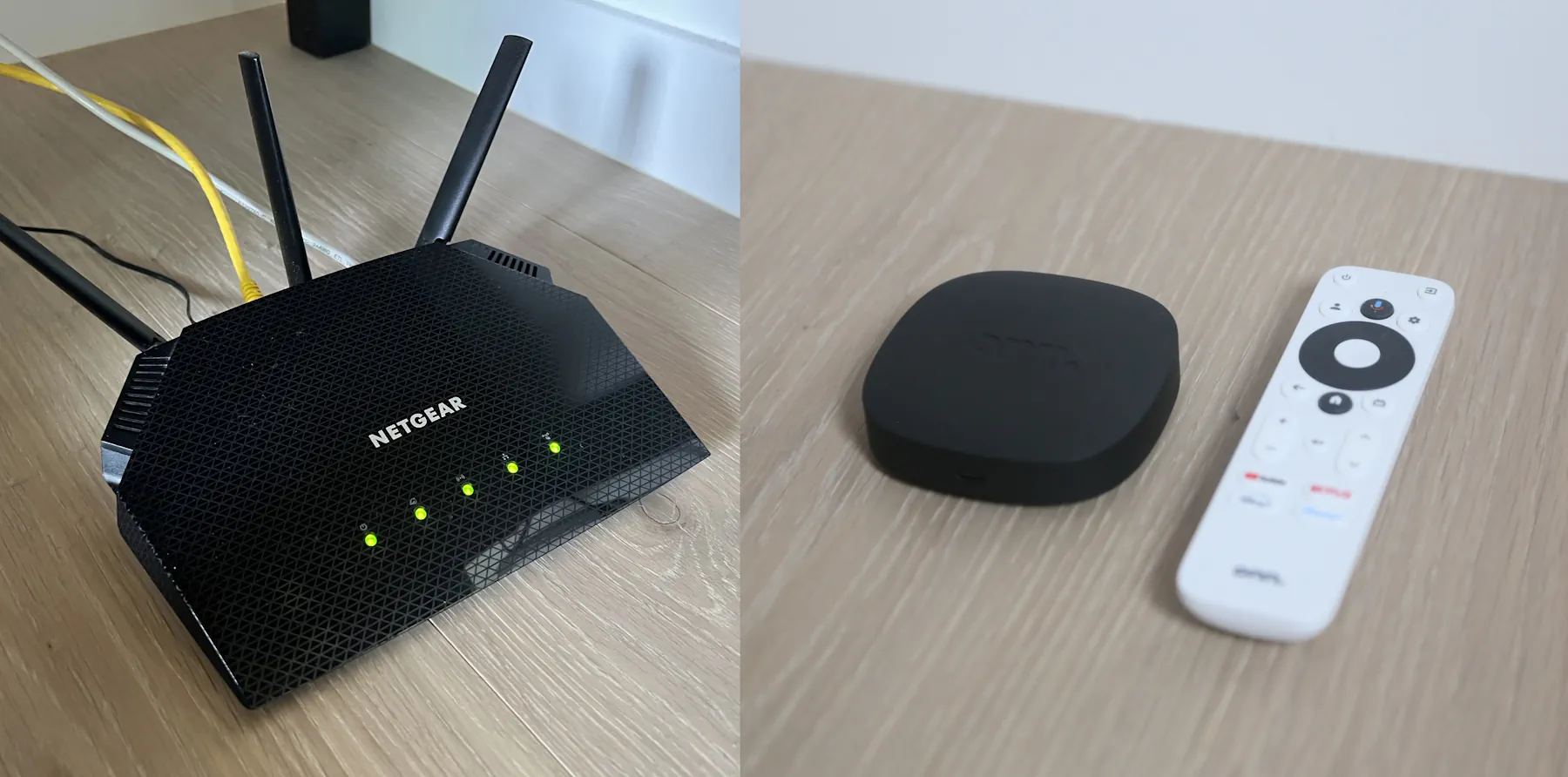 Netgear Wi-Fi router with Onn Google TV Streaming device